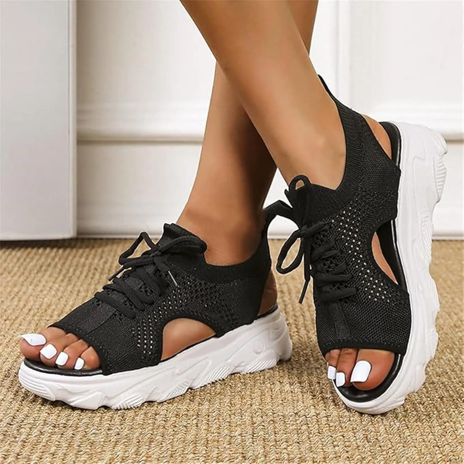 ZWRXW Women's Walking Sandals Thick Air Cushion Sport Slingback Elastic Band Platform Shoes Outdoor Beach Hiking BeachSport Sandal with Comfortable Plantar Fasciitis Arch Support