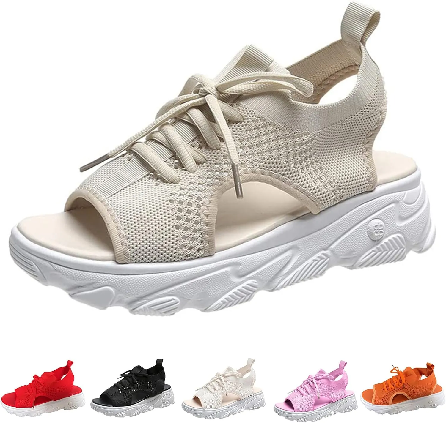 ZWRXW Women's Walking Sandals Thick Air Cushion Sport Slingback Elastic Band Platform Shoes Outdoor Beach Hiking BeachSport Sandal with Comfortable Plantar Fasciitis Arch Support