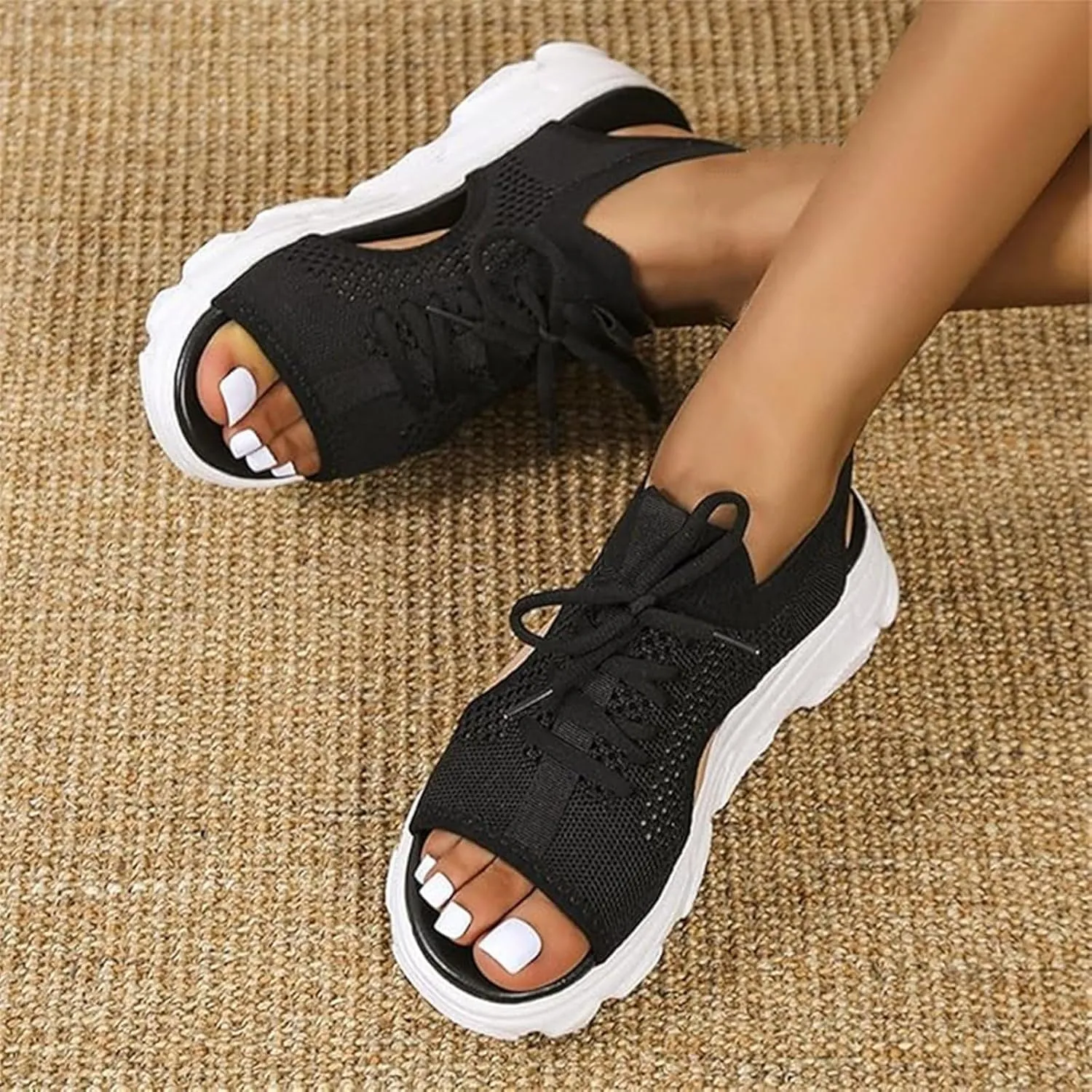 ZWRXW Women's Walking Sandals Thick Air Cushion Sport Slingback Elastic Band Platform Shoes Outdoor Beach Hiking BeachSport Sandal with Comfortable Plantar Fasciitis Arch Support